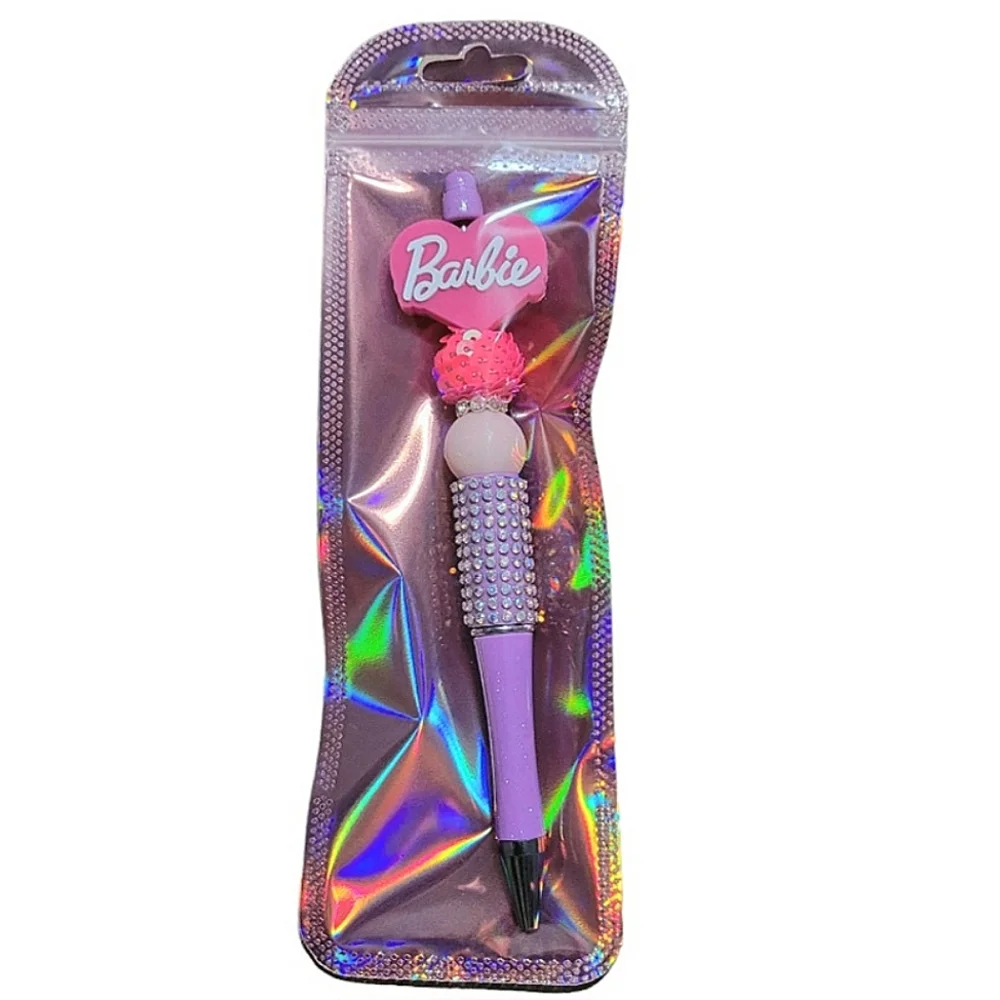 Barbie Pink Beaded Ballpoint Twist Pen Focal Bead